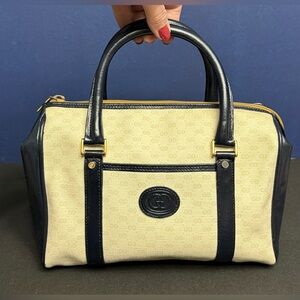 Vintage Gucci Monogram Top Handle Bag/Boston style – Customized Blue Leather